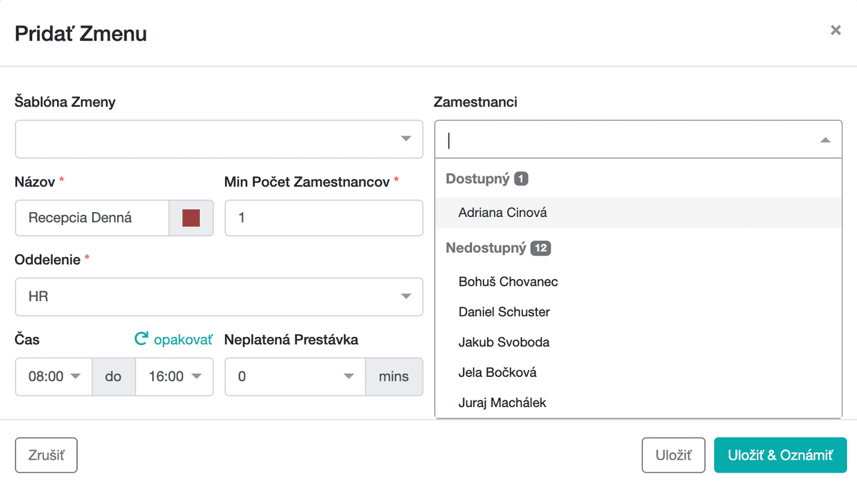 Plánovač zmien